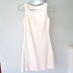 White cotton sleeveless eyelet lace dress